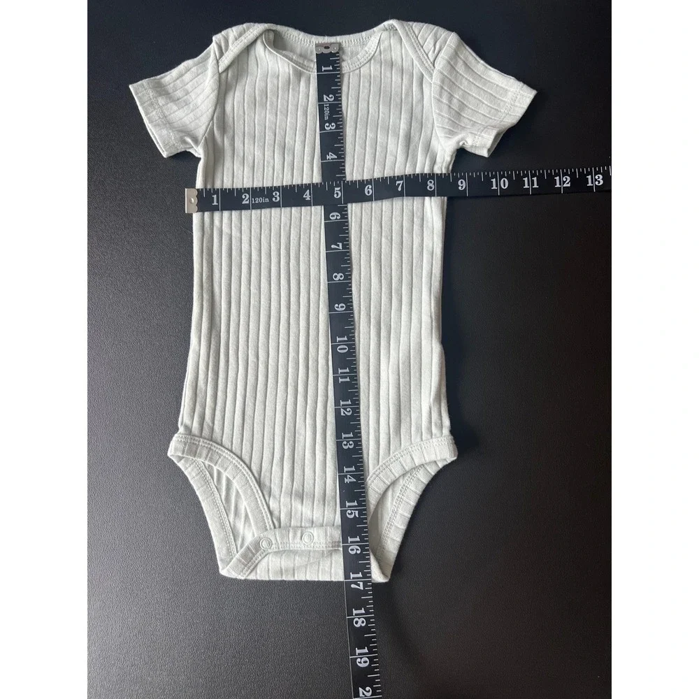 Carters Child of Mine Baby 18M Sage Green Ribbed Short Sleeve Bodysuit (1016)